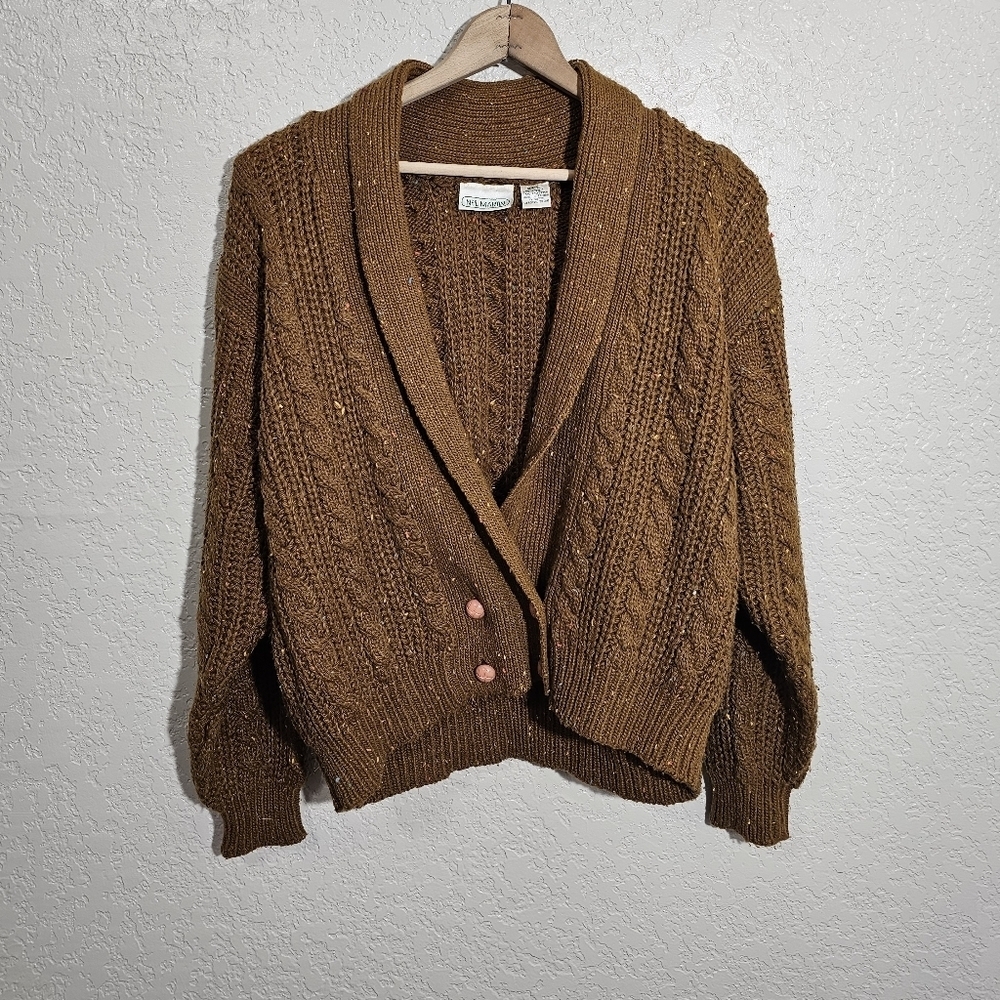 Vintage Neil Martin Brown Chunky Confetti Knit Cardigan